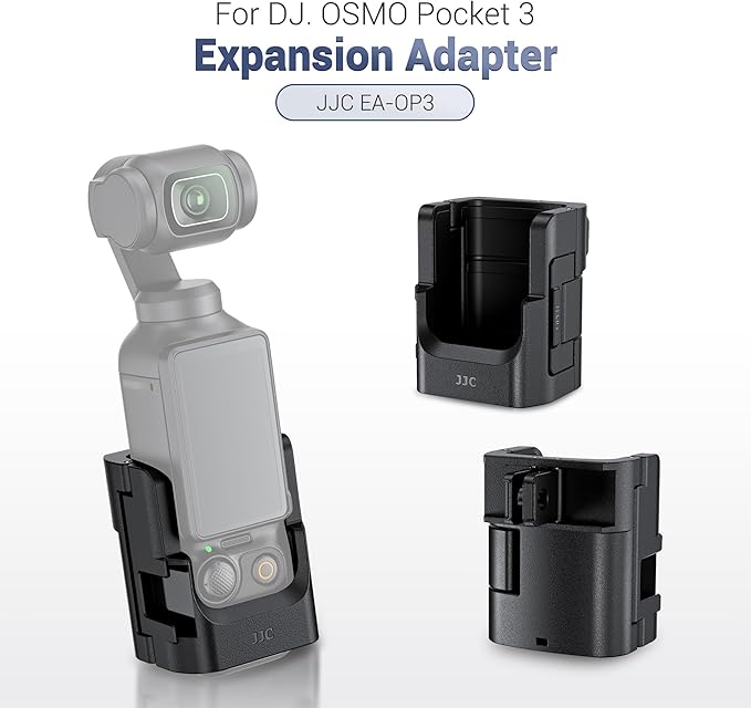 JJC Pocket 3 Expansion Adapter Compatible with DJI Osmo Pocket 3 / Xtra Muse Accessories, Lightweight Protective Cage with Cold Shoe Mount & Folding 2-Fingers Interface, Not Interfere Joystick