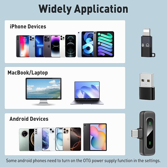 USB C Mini Wireless Lavalier Microphone for iPhone/Android,Lapel Mic with Magnetic Clip-on for Record Video，Lav Mic with LED Display Podcast Vlog Content Creator Interview