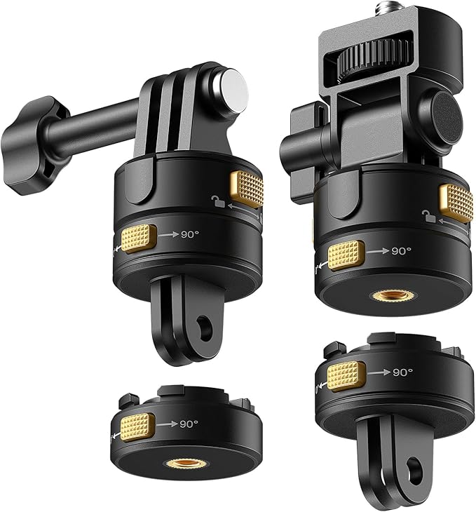 Neewer 6 in 1 Action Camera Mount Kit, Compatible with Hero 13 12 11 Max DJI Osmo Action Insta360, Metal Magnetic Quick Release Mount with 1/4" Thread & Folding Fingers for POV Shots, GP-23