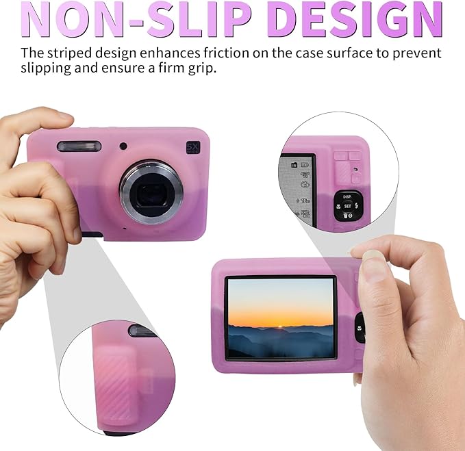 Easy Hood Camera Case for Kodak PIXPRO FZ55, Soft Silicone Cover Anti-Scratch Slim Fit FZ55 DSLR Camera Sleeve Body Skin Travel Protective Case, Pink Rose