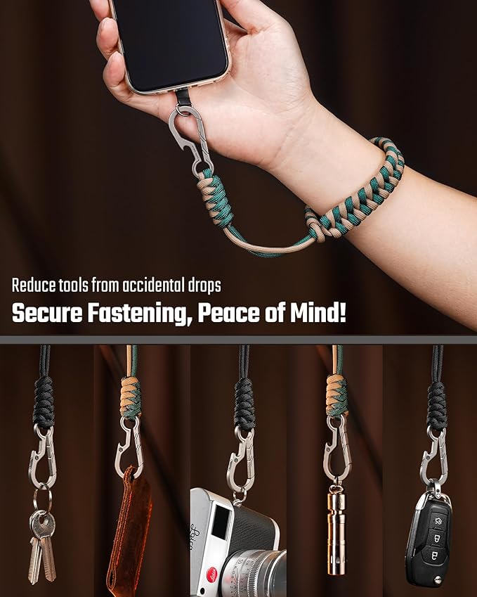 KeyUnity KC03 Camera Wrist Strap Adjustable Paracord with Carabiner, Braided Lanyard for Key, Cell Phone, Camera, and Wallet