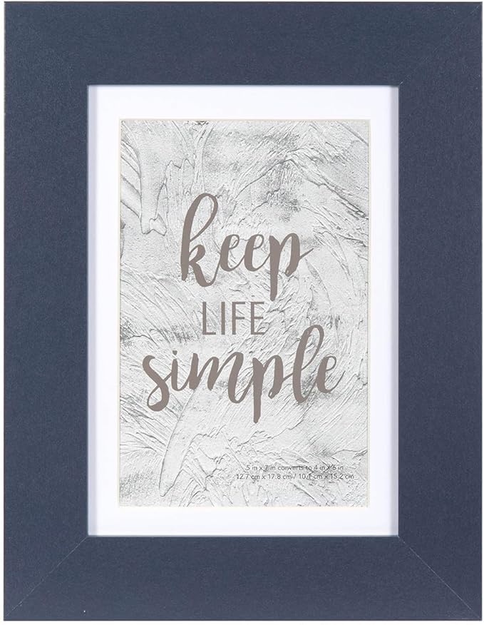 kennethan 5x7 Picture Frame Navy Blue 3 Pcs in 1 set Wooden Frame can Display 4x6 Picture with Mat or 5x7 Without Mat on the Wall