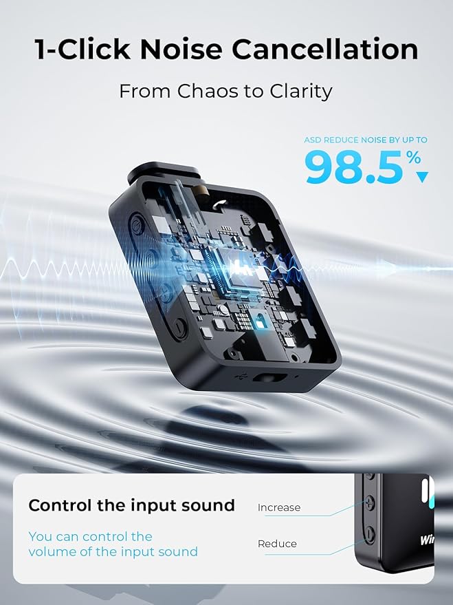 Wireless Lavalier Microphone for iPhone: Mini Microphone Noise Reduction - 328ft Transmission & 20H Battery Life for Video Recording, 3-in-1 Universal Camera & Android, Clip,Valentine's Day