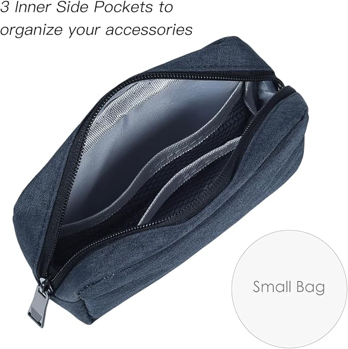 CAAORDKSO Electronic Organizer Travel Bag | Water-Resistant Cable & Cord Pouch for Charger, Power Bank, Earphones – Small Navy Blue