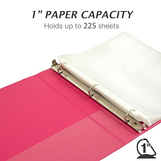 Samsill Durable 1 inch 3 Ring Binder, Made in USA, D Ring Binder, FSC 100% Recycled Chipboard, Island Assortment, 6 Pack