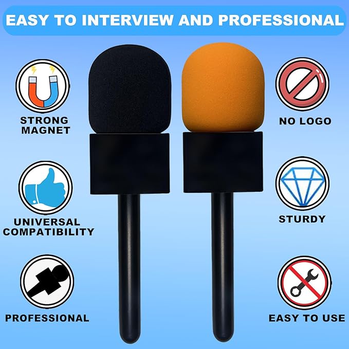 Mic Handle for DJI/DJI Mini/2/3, Microphone Holder for Rode GO/Hollyland Lark Wireless Lavalier Mic, Universal Magnetic Mic Holder with Flag/Pop Filter for Vlogging, Interview, Podcast, Reports