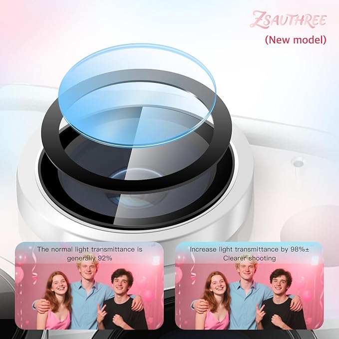 Military Grade 9H+ Glass Lens Protector for iPhone 15 Pro Max/15 Pro,1:1 Invisible Fit,Ultra Clarity with 99.9% Light Transmission,Impact & Scratch Resistance,Smudge-Free (TitaniumSilver)