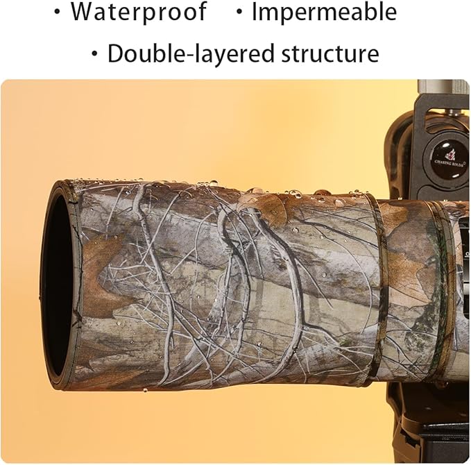 CHASING BIRDS Lens Camouflage Waterproof Coat for Olympus M.ZUIKO Digital ED 50-200mm F2.8 is PRO Rainproof Lens Protective Cover Version IV (Brown Grid, with 1.4X TC (MC-14))
