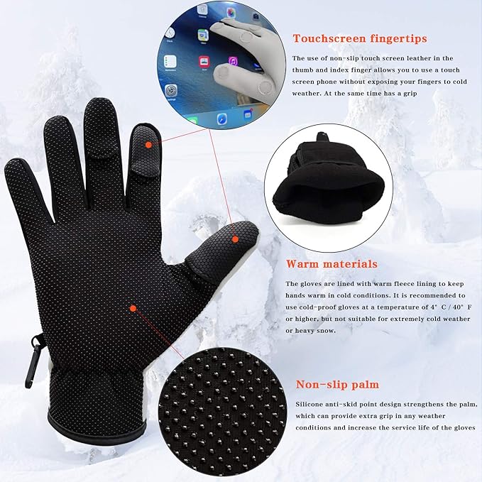 Drasry Neoprene Fishing Gloves Touchscreen 3 Cut Fingers Warm Cold Weather Suitable for Men and Women Ice Fishing Fly Fishing Photography Motorcycle Running Shooting