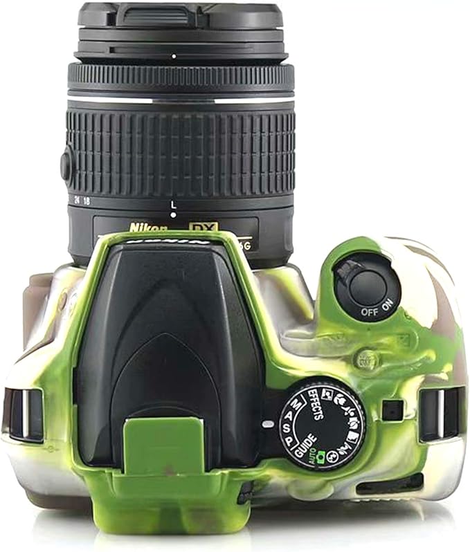 Professional Secure Silicone Camera Cases Bag Housing Rubber Body Skin for Nikon D3400 Digital SLR Camera (Green)