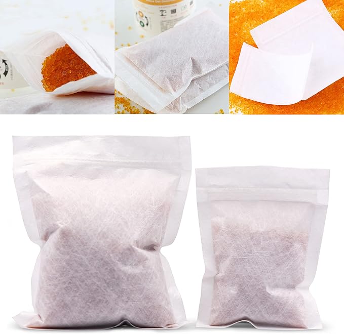 700 Packs Paper Bags, 6.3 by 8.2 Inch Resealable Nonwoven Zip Bags, Breathable Paper Storage Bags,Such for Silica Gel Beads, Desiccant, Jewelry, Samples
