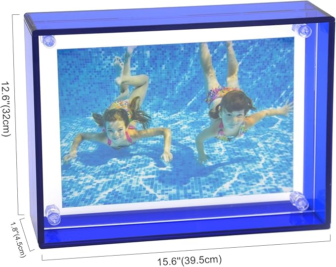 Gelite Acrylic 11X14 Picture Frame to Display 11x14 8x10 8.5x11 9x12 Pictures Mat-free Neon Floating Photo Frame for Wall and Tabletop, Navy Blue