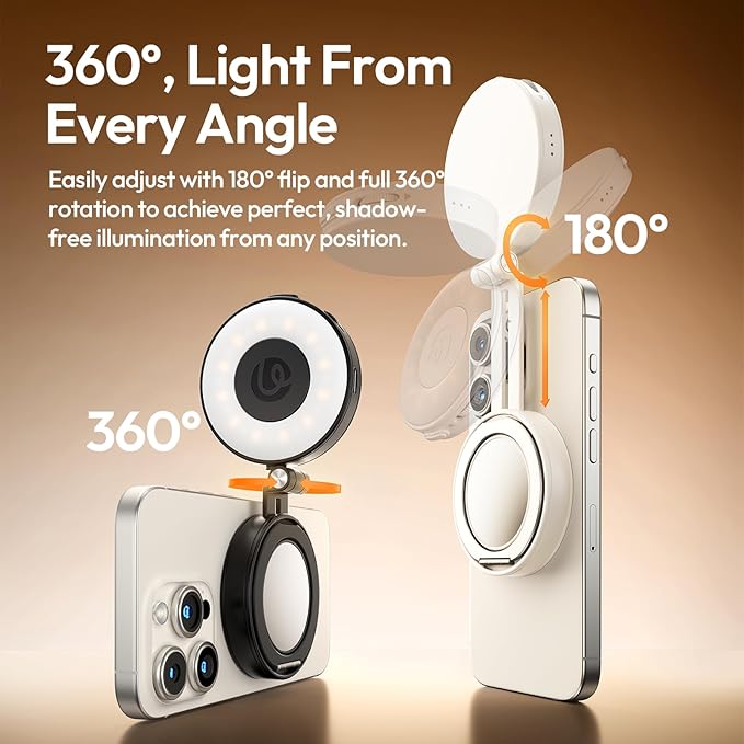 ULANZI LM23 Magnetic Ring Light for iPhone MagSafe — 360° LED Selfie & Vlog Fill Light