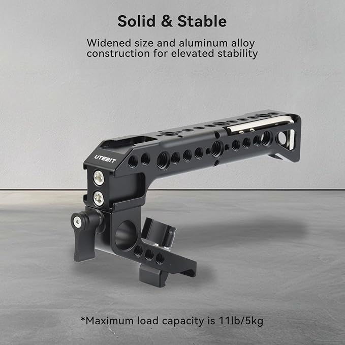 UTEBIT Camera Top Handle and NATO Rail, Top Handle Grip with 1/4" 3/8" ARRI Threads, 4 Cold Shoe Adapters to Mount DSLR with Microphone/LED Light/Monitor