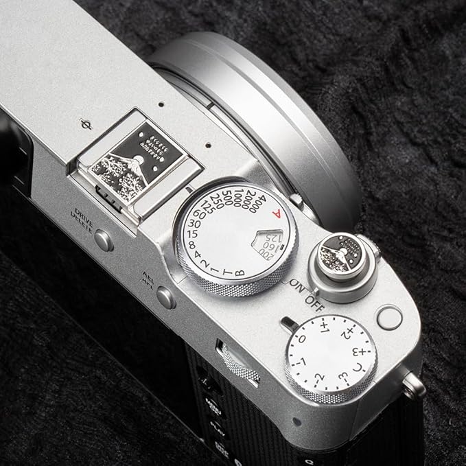 Falling Cherry Blossoms Camera Metal Hot Shoe Cover Shutter Button Set for Fujifilm x100vi xpro1 xt50 xt30 xt20 for Nikon (Aluminum Alloy-Set)