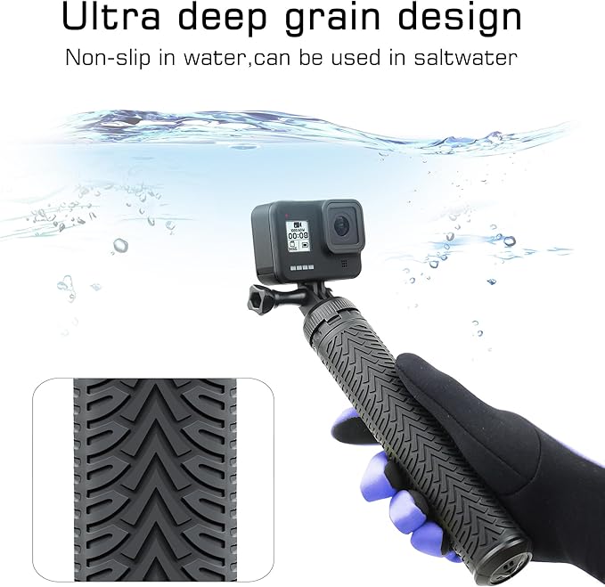 GEPULY Waterproof Selfie Stick Underwater Tripod Pole Hand Grip for Go Pro Hero 13 12 11 10 9 8 7 6 5 4, AKASO,SJCAM,DJI Action 6 Cameras(3-in-1: Monopod,Selfie Stick,Tripod Stand)