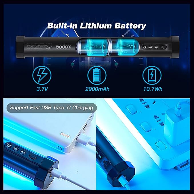 Godox TL30 RGB Tube Light Wand, Magnetic RGB Light Wand LED Video Light Stick CRI 97 TLCI 99 HSI 360°Color Gamut 2700-6500K 13FX Lux 740 with 2900mAh Battery for Photography YouTube TikTok