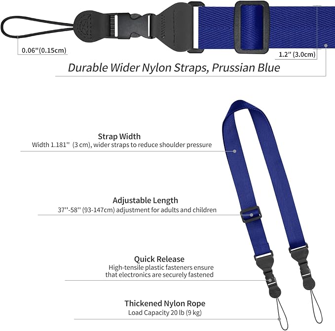 5 Pack Nylon iPad Strap, Adjustable Camera Neck Strap, Comfortable Shoulder Strap for iPad, Cellphone Tablet, Camera, Laptop, Binocular, Luggage Bag(Prussian Blue Universal Neck Lanyard)