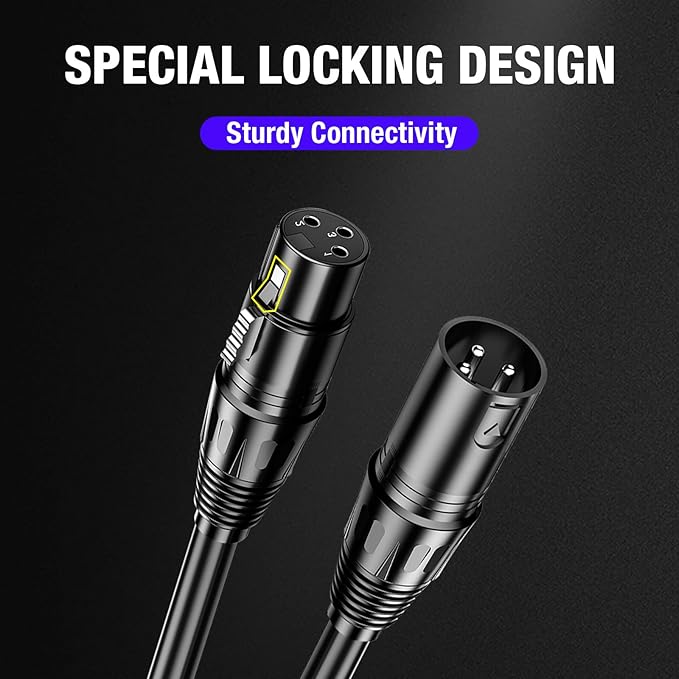 DMX Cable 3.2 ft, 12 Pack Flexible 3 Pin Signal XLR Male to Female DMX Cable Wire, Suitable for Stage Lighting Signal DMX512 Connection Stage Light Cables for Stage Lighting Input & Output
