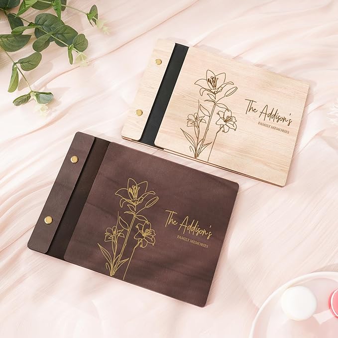 Personalized Wooden Memory Book, Custom Wedding Photo Album Scrapbook, Retro Family Photo Album, Wedding Scrapbook Perfect Keepsake Gifts Anniversary Memory