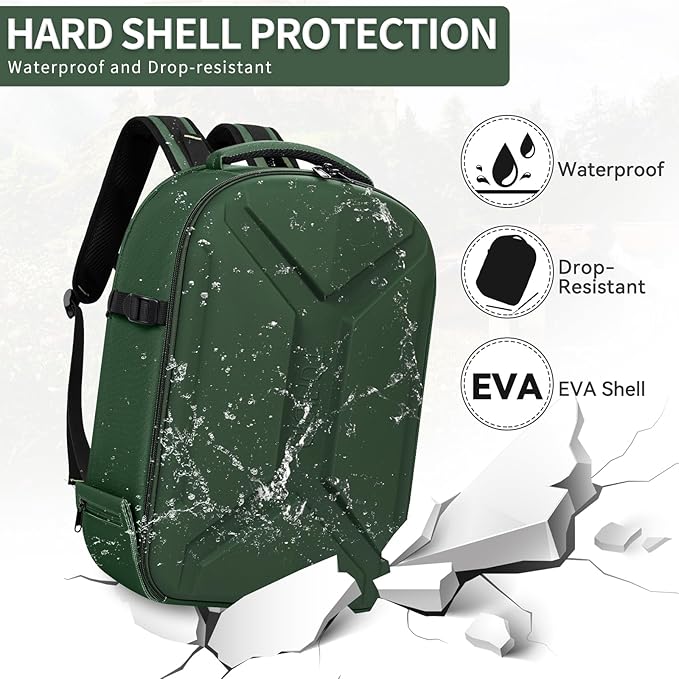 Camera Backpack, Hardshell DSLR Photography Camera Bag with Rain Cover, Waterproof Hard Shell Camera Case with Tripod Holder & 15.6" Laptop Compartment Compatible with Canon/Nikon/Sony/DJI Mavic Drone