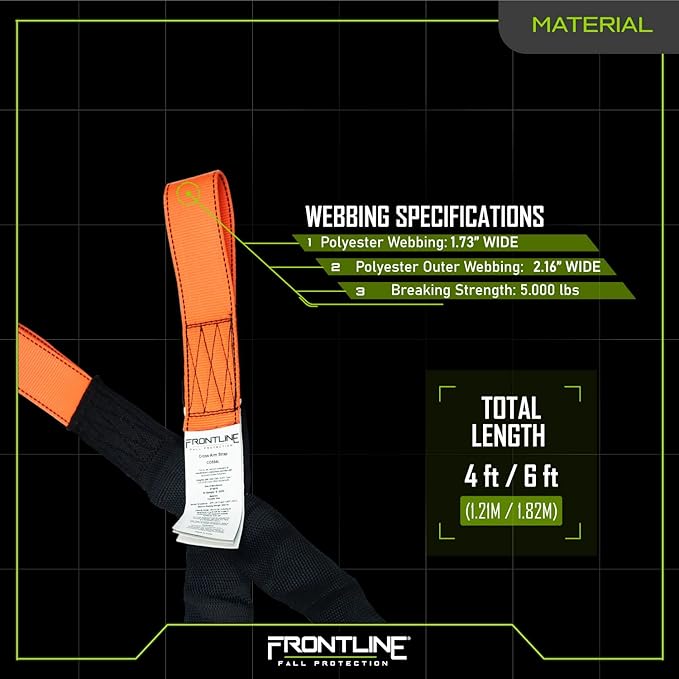 Frontline COS06L Concrete Embed Anchor Strap with Looped Ends 6' | ANSI & OSHA Compliant | Pour-in Disposable Anchor | 310 lbs. Capacity | Color Orange/Black (Pack of 150)
