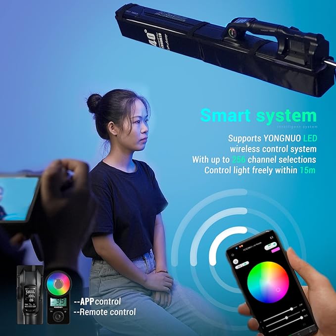 YONGNUO YN660LED LED Video Light, 45W Handheld Wand Light, RGB Full Color LED Tube Light, CRI96 2000K-9900K Adjustable, 31 Lighting Effect, for Photo YouTube Video Photography