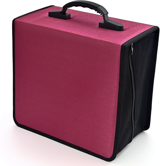 alavisxf xx CD Case, 432 Capacity DVD Case Holder, Heavy Duty Zipper Protective Movie Media Storage Organizer Binder Wallet for Car Home Office Travel (Red, 432 Capacity)