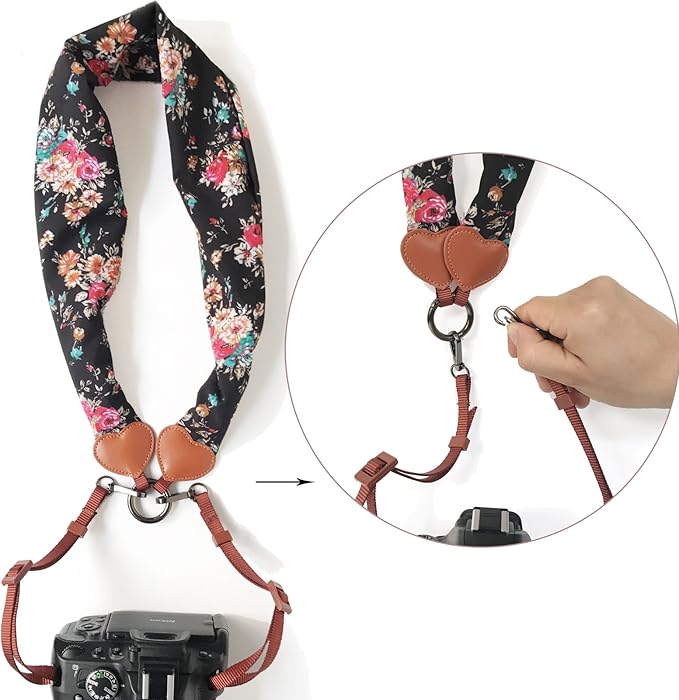 Alled Camera Neck Shoulder Belt Strap, Chevron Scarf Vintage Print Soft Coloful Camera Straps for Women/Men for DSLR/SLR