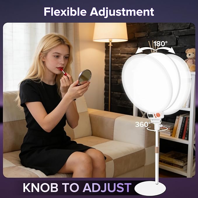 12" Large Ring Light with Stand, 7000K Full-Screen Selfie Light Ring with Phone Holder, Professional Big Ring Light for Live Stream, YouTube, TikTok, Makeup, Video, Barber, Photography