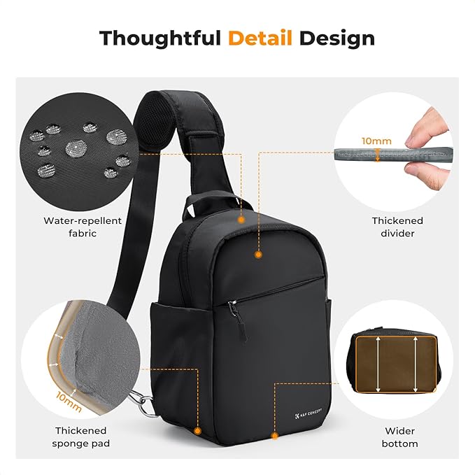 K&F CONCEPT Small Camera Bag for Photographer, Camera Sling Crossbody bag for DSLR/SLR/Mirrorless Camera, Compact Camera Case for Men and Women, Black
