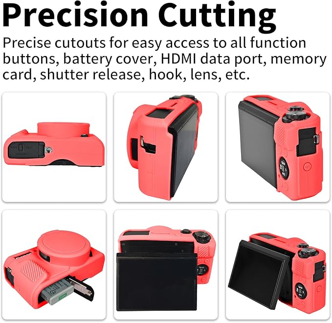 Easy Hood G7X Mark II Case, Protective Case for Canon Powershot G7X Mark II Digital Camera, Removable Lens Cover Silicone Sleeve Soft Camera Cover Rubber Protective Body Skin - Red