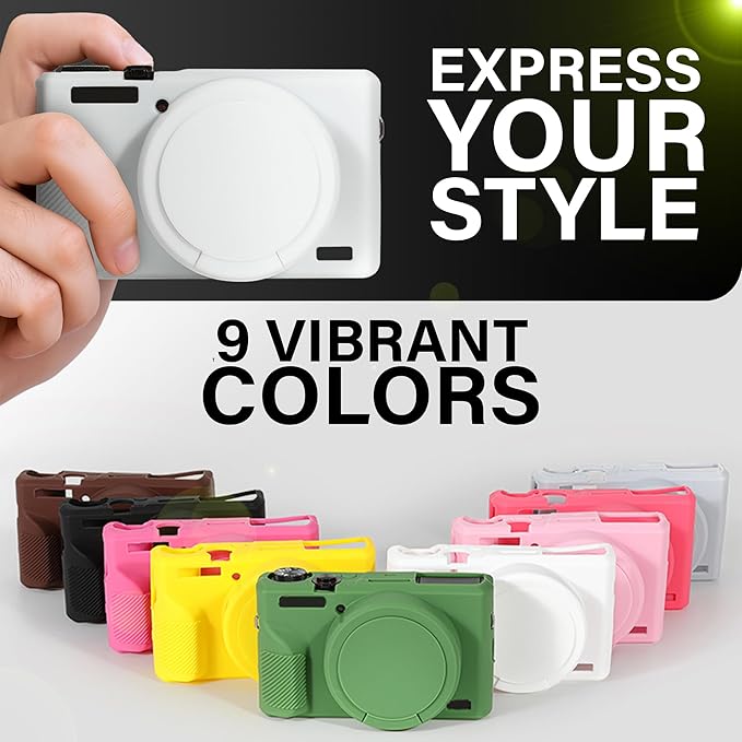 STSEETOP Camera Case for Canon PowerShot G7X Mark III - Protective Silicone DSLR Skin with Lens Cover, Detachable Cage, Shockproof, Dustproof (White)