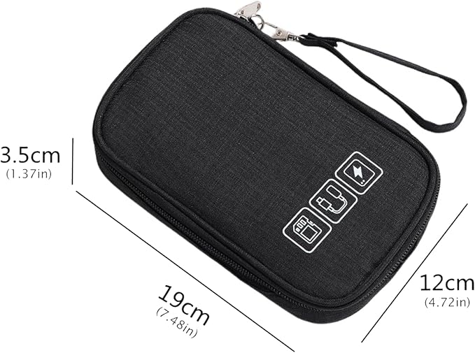 TKSDWBLTY 1Pcs Portable Cable Organizer Bag Small Electronic Cable Pouch Electronics Accessories Organizer Travel Digital Storage Bag for Power Bank Charger Card, Black