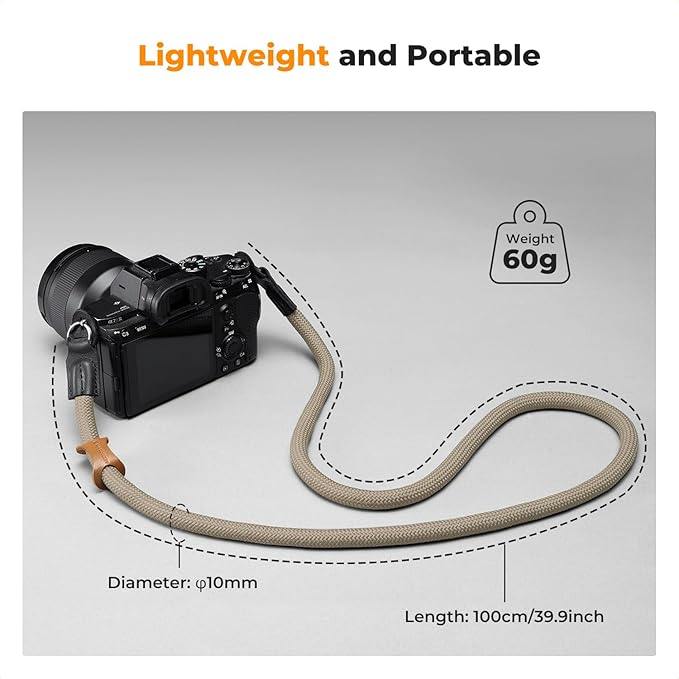 K&F CONCEPT Camera Neck Strap,100cm Nylon Rope Camera Shoulder Strap with O-ring for DSLR Camera