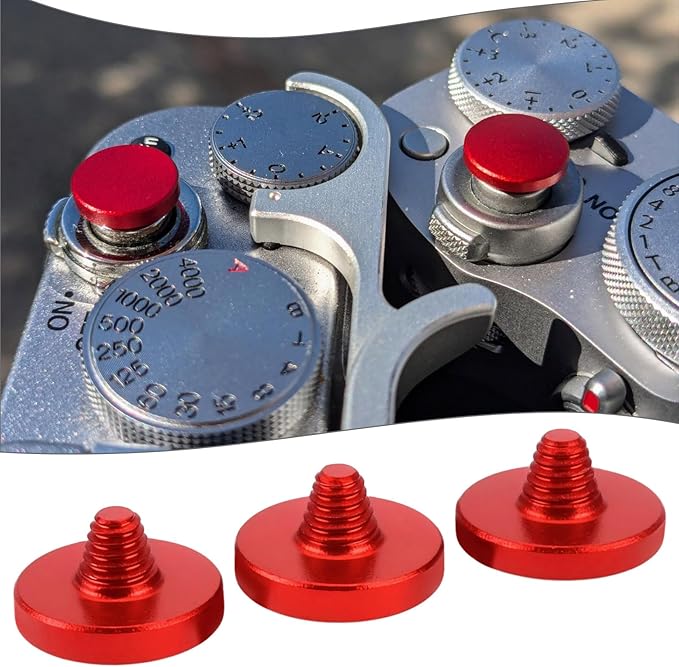 eMagTech 3pcs Red Aluminum Shutter Release Button Concave Convex Flat Compatible with Fujifilm Compatible with Canon