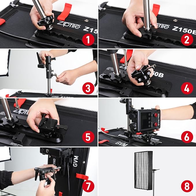 GVM ZipTile Z150B Bi-Color Flexible LED Video Light 2700K~6800K, 15500 lux/m 150W Output Panel Light, 12 Lighting FX with Honeycomb Grid Soft Box, Support App Control for Studio Photography Lighting