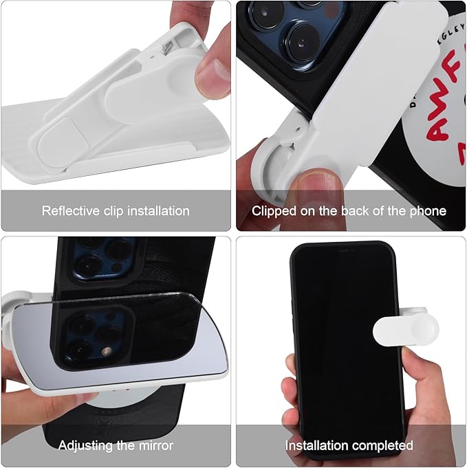 Phone Camera Mirror Reflection Clip Kit with Adjustable Angle and Bag for Smartphone Photography Travel Selfie Reflector Accessories