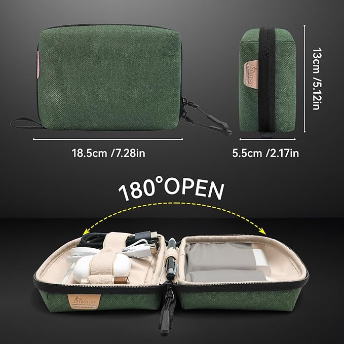 SIMTOP Electronics Organizer Travel Cable Pouch, Small Tech Bag for Cords, Chargers, Power Bank, Earbuds – Portable Cable Pouch for Office, Business Trip, Commute – Water & Scratch-Resistant