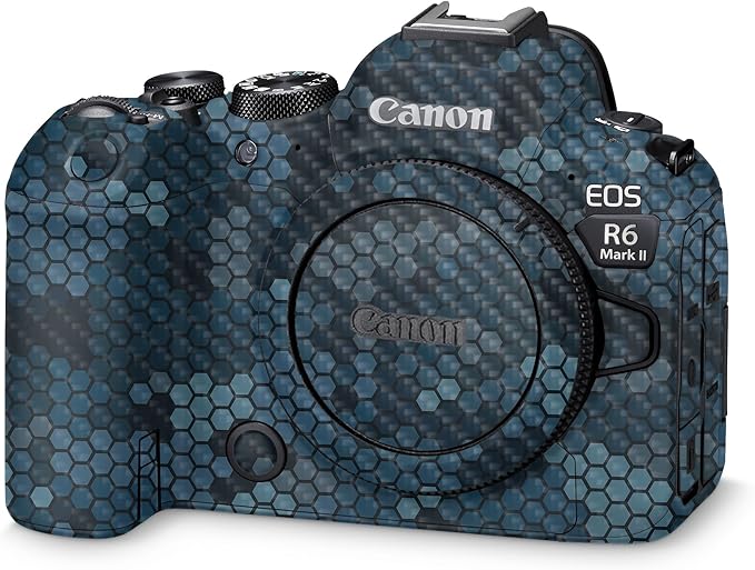 Carbon Fiber Camera Skin Compatible with Canon EOS R6 Mark II Camera (2022) - Blue Hexa Camo - Premium 3M Vinyl Protective Wrap Decal Cover - Easy to Apply | Crafted in The USA by MightySkins