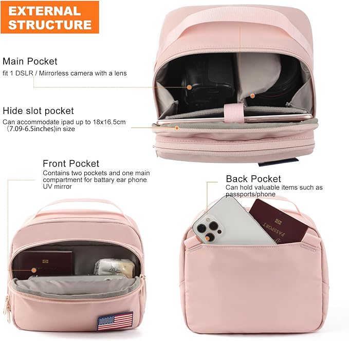 TULLIO Besnfoto Camera Bag Small Purse Crossbody Camera Shoulder Case Waterproof Canvas Cute Compact Photography Bag for Mirrorless DSLR SLR