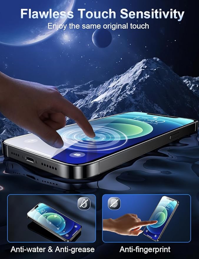 ruwa Screen Protector for iPhone 12 Pro Max [6.7 Inch][3-Pack] Display Tempered Glass Film with Easy Installation Frame, Ultra HD, 9H Hardness, Scratch Resistant, Case Friendly