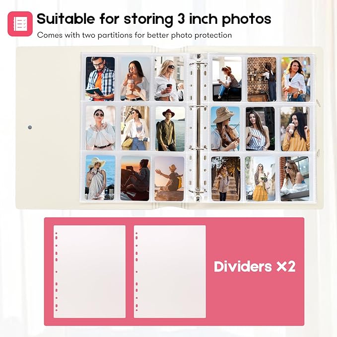 A4 Kpop Photocard Binder with 25 Pages 9 Pocket, 2x3 inch Kpop Photocard Holder Book, Photo Album for Fujifilm Instax Mini Camera Polaroid Printer Photo Film (Pink)