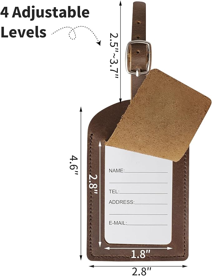 Ringsun Genuine Leather Luggage Tag for Suitcases ID Tags Bag Tags for Luggage (6 Pack)