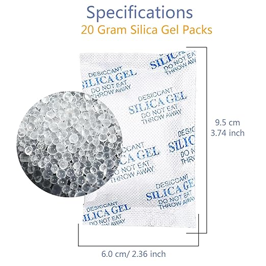 20 Gram Silica Gel Packs, 15 Pcs Transparent Desiccant for Storage, Moisture Absorber for Spices, Jewelry, Shoes, Electronics, and Small Spaces