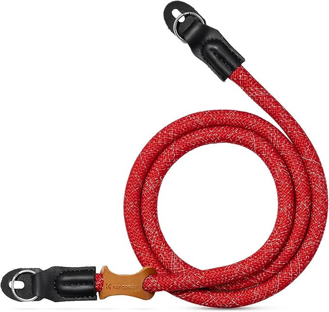 K&F CONCEPT Camera Neck Strap,100cm Nylon Rope Camera Shoulder Strap with O-ring for DSLR Camera-Red