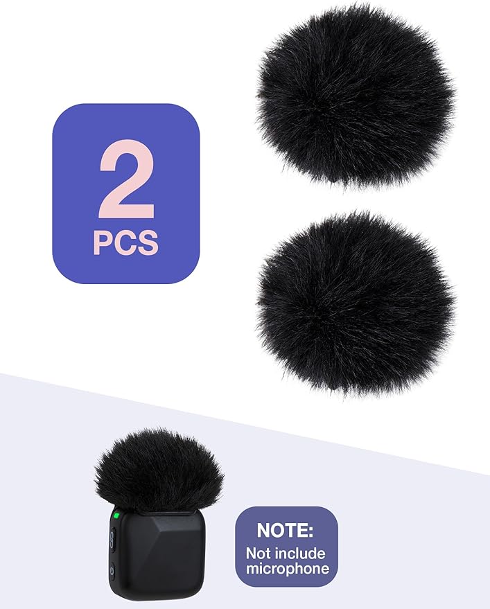 YOUSHARES Microphone Wind Muff Compatible with DJI Mic Mini - 2 Packs Furry Windproof Cover Suitable for DJI MINI 2024 Wireless to Reduce Wind Noise