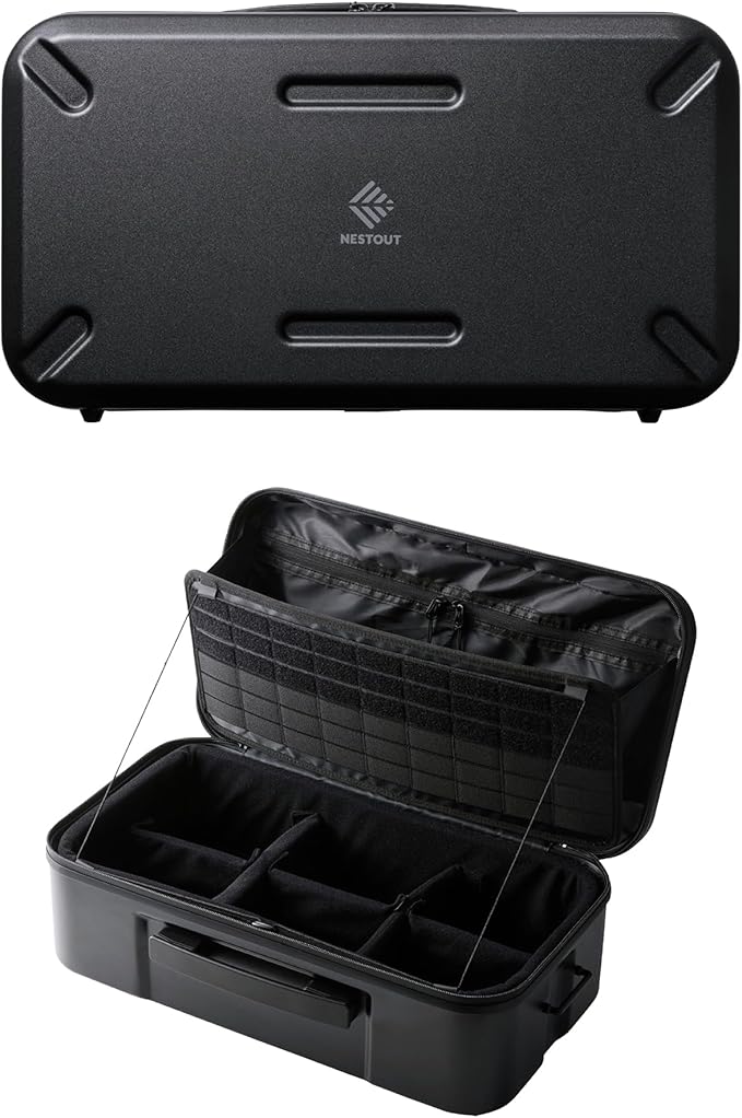 ELECOM NESTOUT Gear Storage Case, Lightweight Hard Shell Organizer, Water-Resistant, Stackable Organizer with Padded Dividers, Fits Cameras & Accessories Travel Outdoor Tech Accessories
