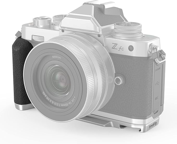 SmallRig Z fc Handgrip L-Shape Grip Holder for Nikon Z fc Camera, Retro-Style Side Handle with 1/4"-20 Threaded Hole, Cold Shoe, Quick Release Plate for Arca, Lightweight and Comfort (Sliver) - 3480