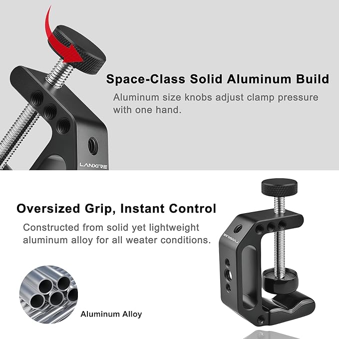 C Clamp Camera Mount with 1/4’’ and 3/8’’ Threaded Holes - 4.5cm Jaw Opening - Max Load 2kg